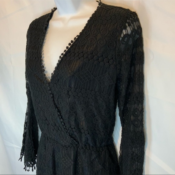 Haute Monde Black Lace Shorts Romper - Picture 5 of 8